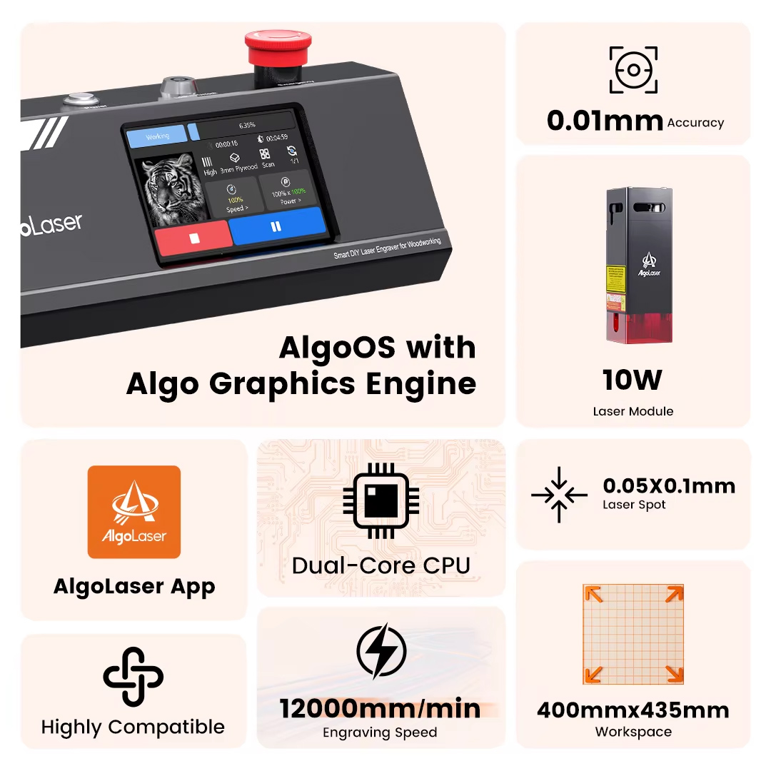 Algolaser DIY mesa 40*43cm CNC - Industrial Laser Metal Cutting Machine reseña y precio